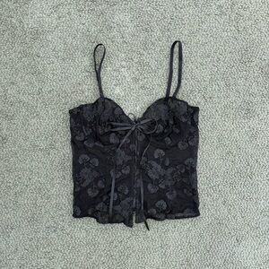PrettyLittleThing Black Lace Top